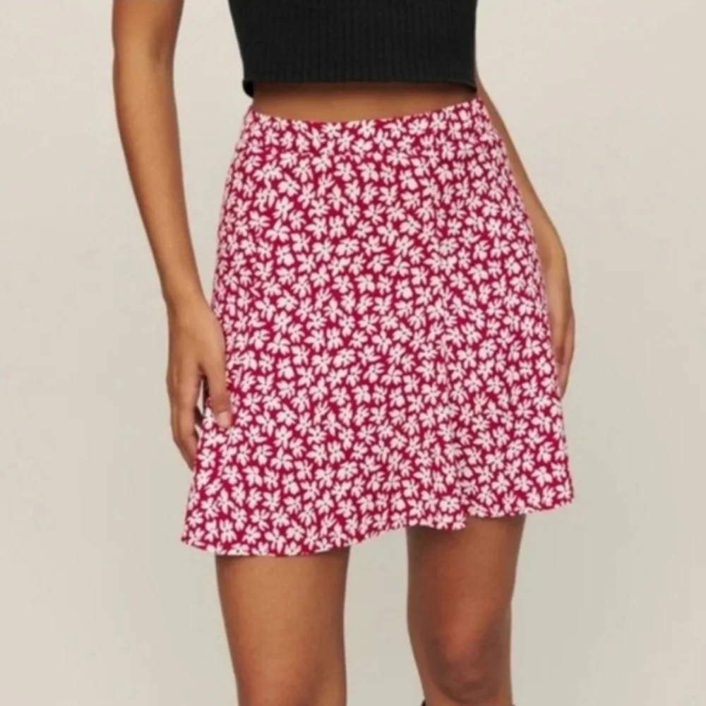 Reformation Red Floral Mini Skirt
